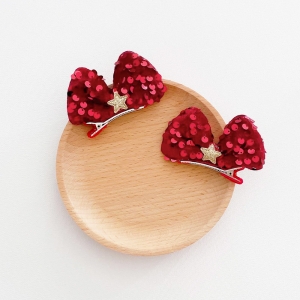 Girl Hair Clip Bow Stand Christmas CNY Pair (GHP9601)